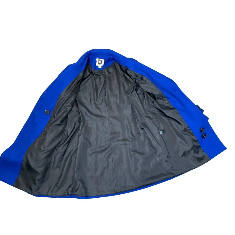 VINTAGE 90'S ANNE KLEIN ELECTRIC BLUE WOOL PEACOAT SZ M - Picture 3 of 6